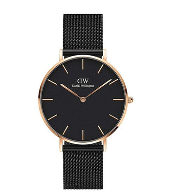 Daniel Wellington Petite Unisex Black Round Dial Analog Watch - DW00100307K