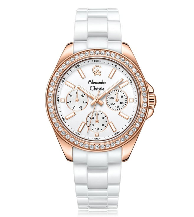 Alexandre Christie 2A74BFBRGSL Ceramic Multifunction Watch for Women