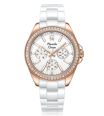 Alexandre Christie 2A74BFBRGSL Ceramic Multifunction Watch for Women