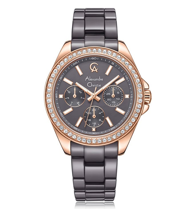 ALEXANDRE CHRISTIE Ceramic Quartz Multifunction Women 34mm 2A74BFBRGGR
