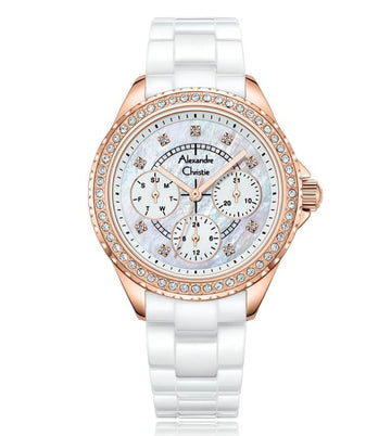 Alexandre Christie 2B16BFBRGMS Ceramic Multifunction Women's Watch