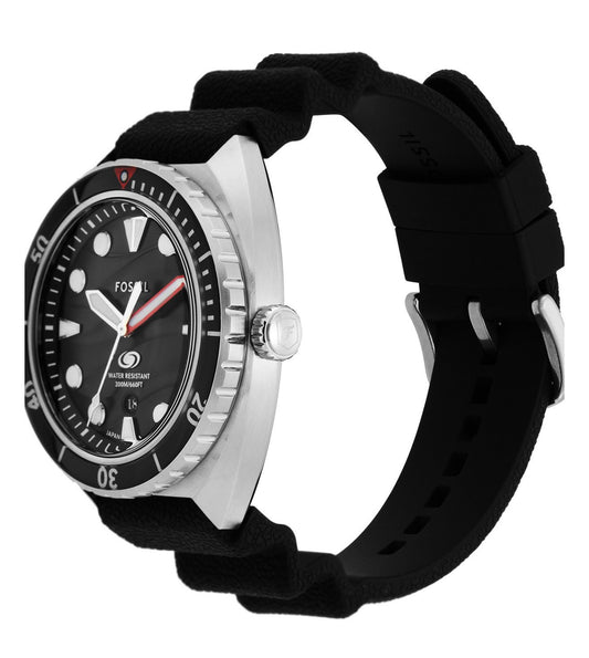 FOSSIL Breaker Three-Hand Date Black Silicone Watch
