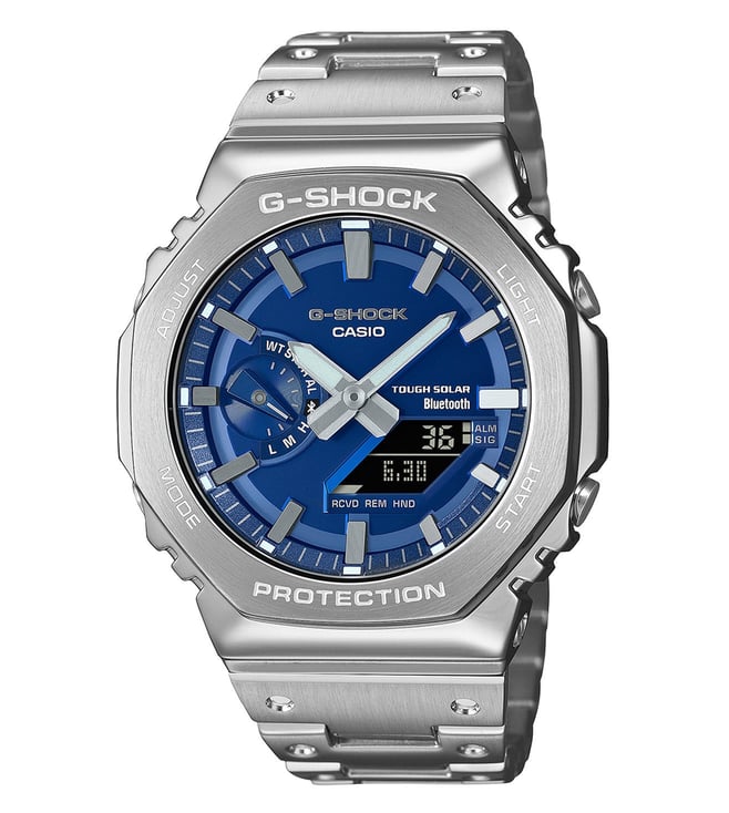 Casio G-Shock GM-B2100AD-2ADR Blue Analog-Digital Dial Silver Stainless Steel Strap Mens Watch G1563