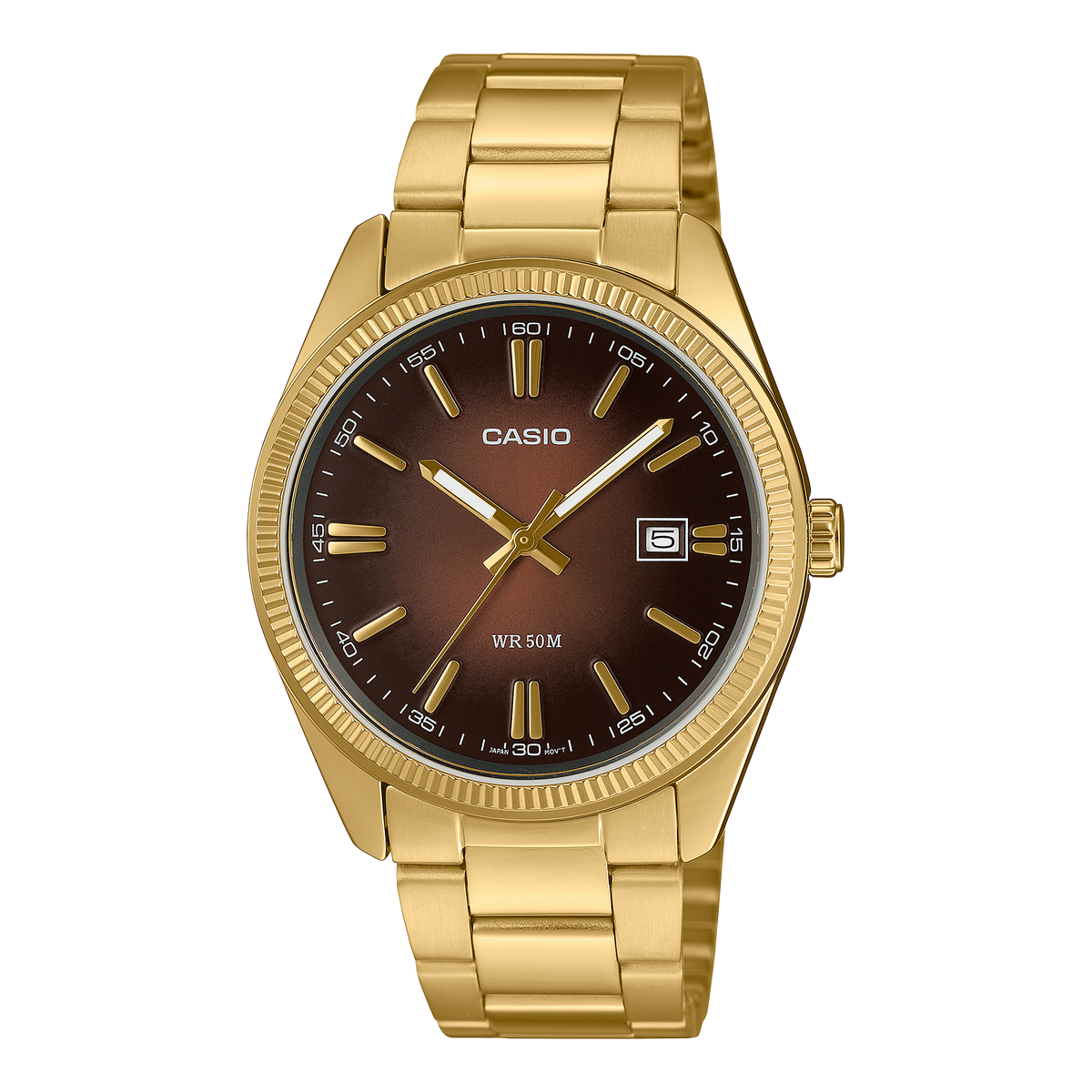 Casio MTP-1302PGC-5AV – front three-quarter view
