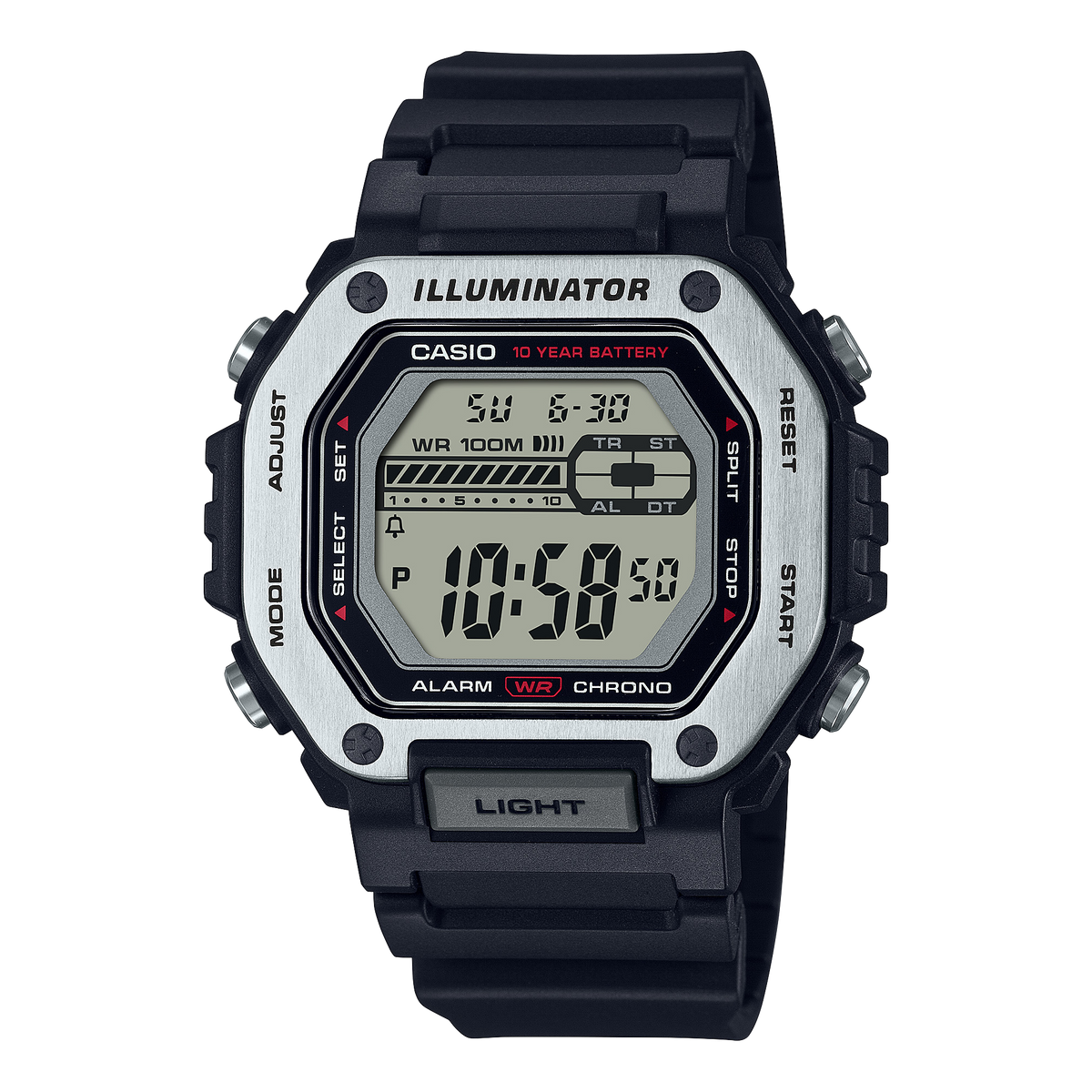 Casio MWD-110H-1AV – front three-quarter view