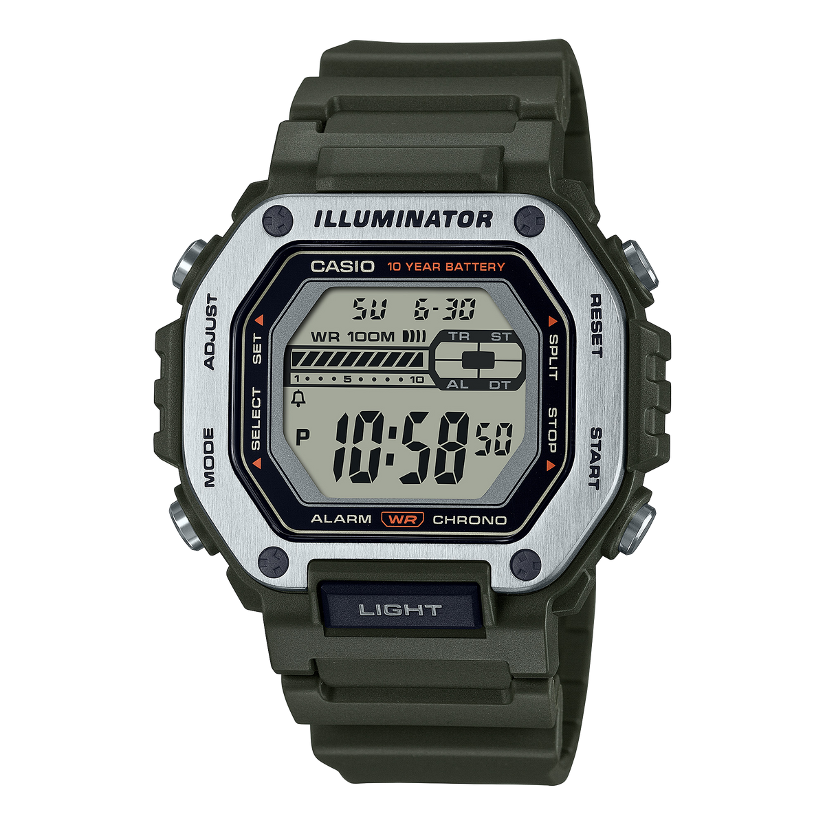 Casio MWD-110H-3AV – front three-quarter view