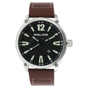 Police Quartz Analog Black Dial Leather Strap Watch for Men