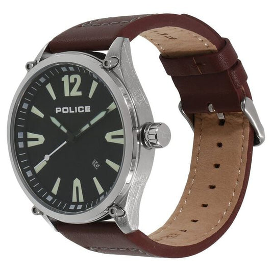 Police Quartz Analog Black Dial Leather Strap Watch for Men