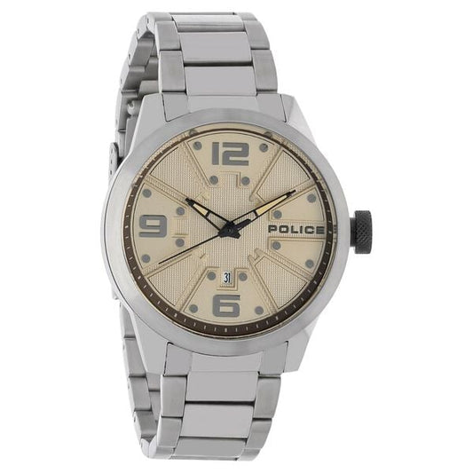 Police Quartz Analog with Date Beige Dial Stainless Steel Strap Watch for Men