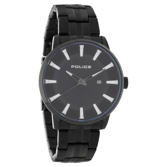 Police Quartz Analog with Date Black Dial Stainless Steel Strap Watch for Men