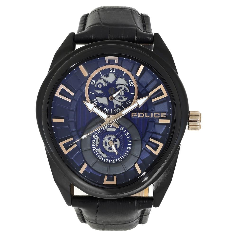 Blue Dial Black Leather Strap Watch PL15443JSB03A - Kamal Watch Company