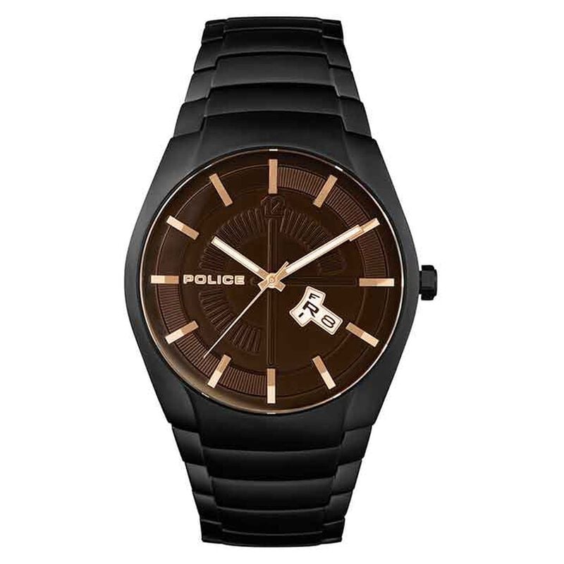 NCPL15536JSB02MW Police Quartz Analog Black Dial Metal Strap Watch for Men