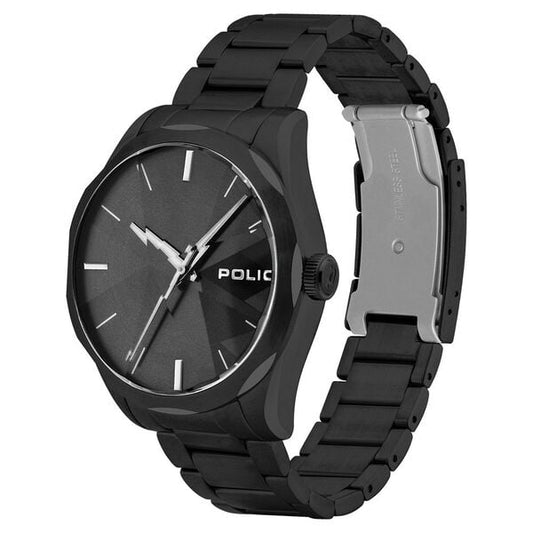 Police Quartz Analog Black Dial Metal Strap Watch for Men