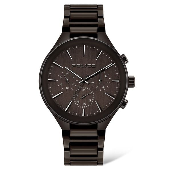 Police Quartz Multifunction Brown Dial Metal Strap Watch for Men