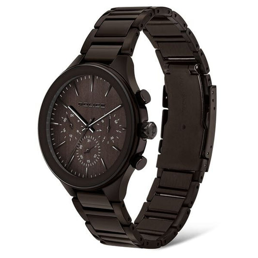 Police Quartz Multifunction Brown Dial Metal Strap Watch for Men