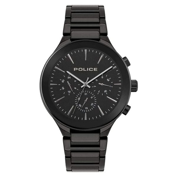 Police Quartz Multifunction Black Dial Metal Strap Watch for Men