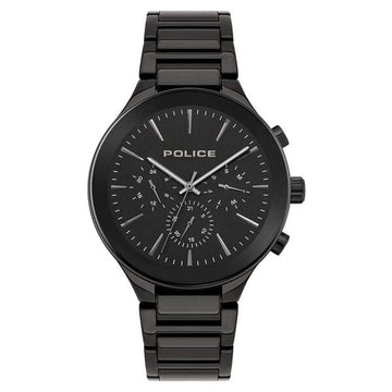 Police Quartz Multifunction Black Dial Metal Strap Watch for Men