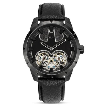 Police X Batman Automatic Black Dial Leather Strap Watch for Men
