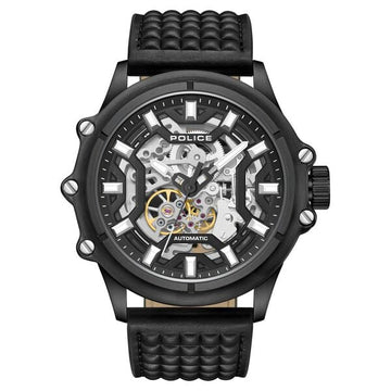Police Men's Luang KL Rahul Edition Automatic Watch Textured Leather Strap Watch