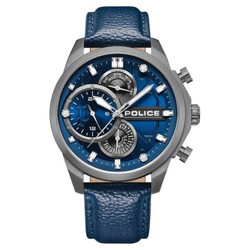 Police Quartz Multifunction Blue Dial Blue Leather Strap Watch for Men