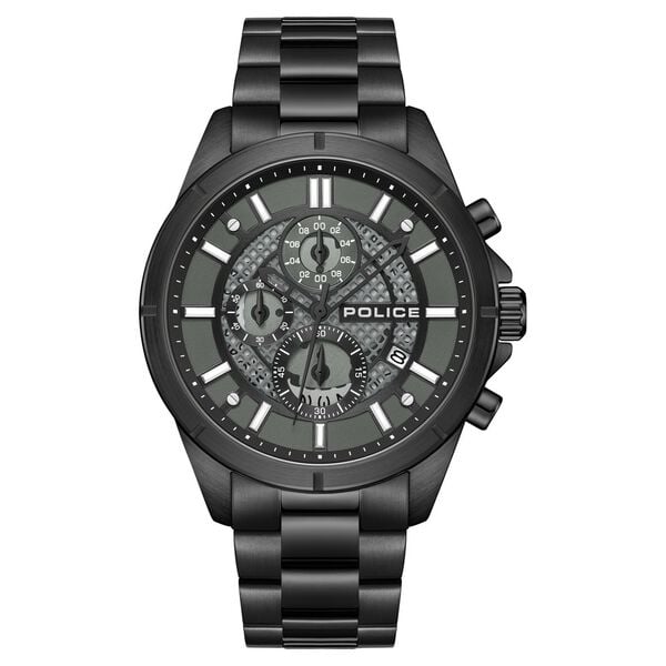 Police Chronograph Black Dial Black Color Stainless Steel Strap Watch For Men