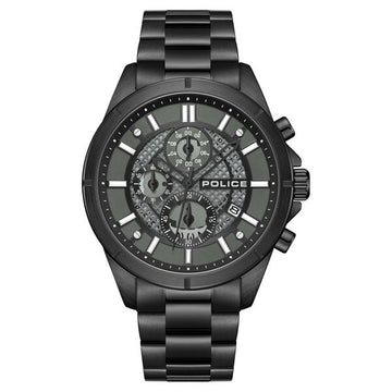 Police Chronograph Black Dial Black Color Stainless Steel Strap Watch For Men