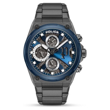 Police Multifunction Blue Dial Grey Stainless Steel Strap Watch For Men