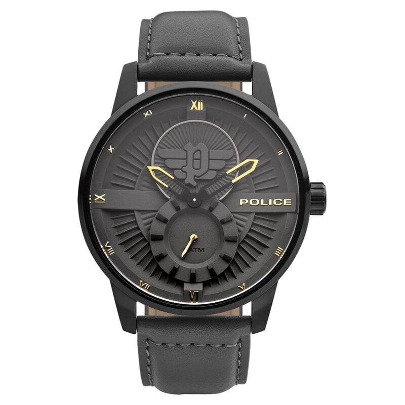 Police Quartz Analog Grey Dial Leather Strap Watch for Men