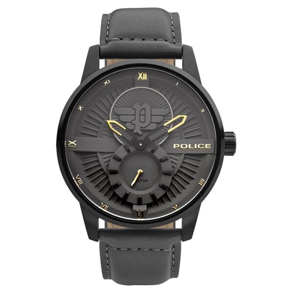 Police Quartz Analog Grey Dial Leather Strap Watch for Men