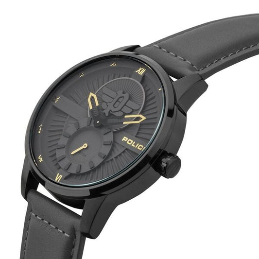 Police Quartz Analog Grey Dial Leather Strap Watch for Men
