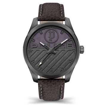 NDPLPEWJA2121402 Police Quartz Analog Red Dial Leather Strap Watch for Men