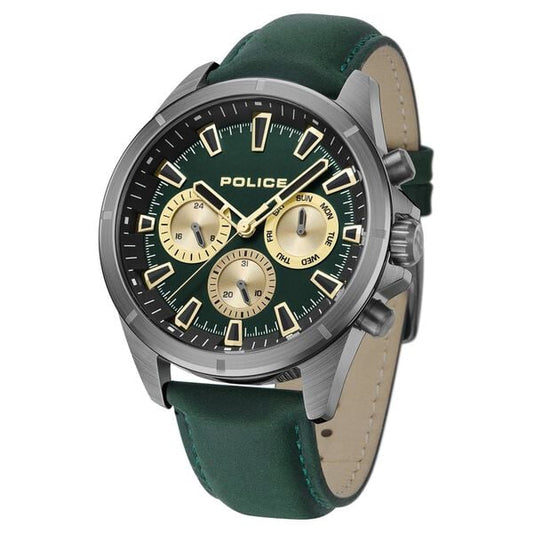 Police Green Dial Quartz Multifunction Watch for Men