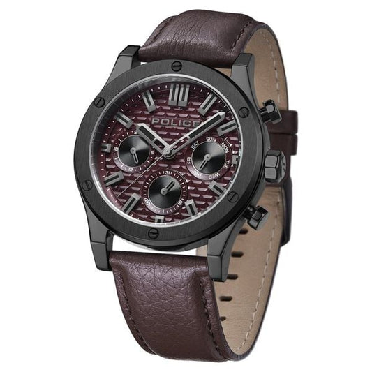 Police Maroon Dial Quartz Multifunction Watch for Men