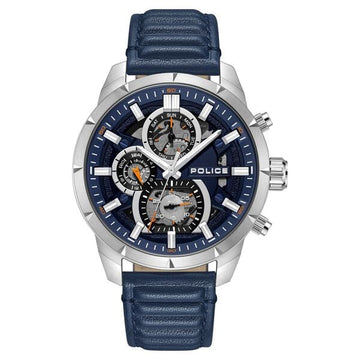 Police Quartz Multifunction Blue Leather Strap for Men