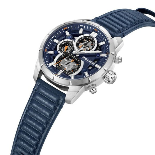 Police Quartz Multifunction Blue Leather Strap for Men