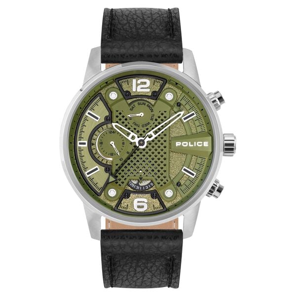 Police Black Dial Black Strap Multifunction Watch for Men