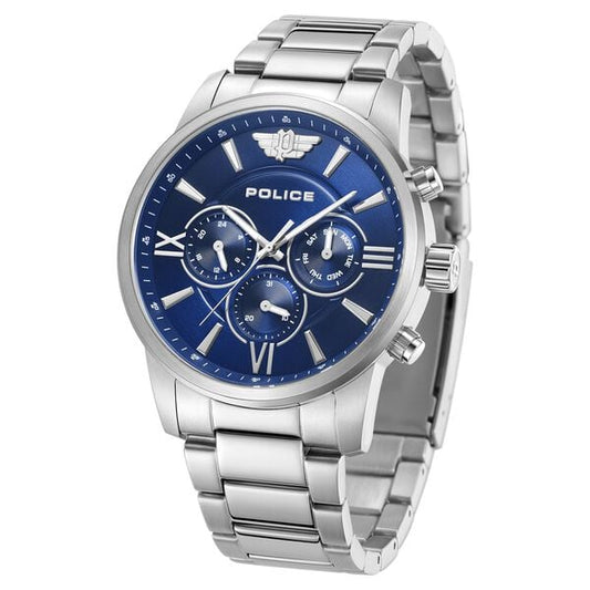 Police Blue Dial Quartz Multifunction Watch for Men