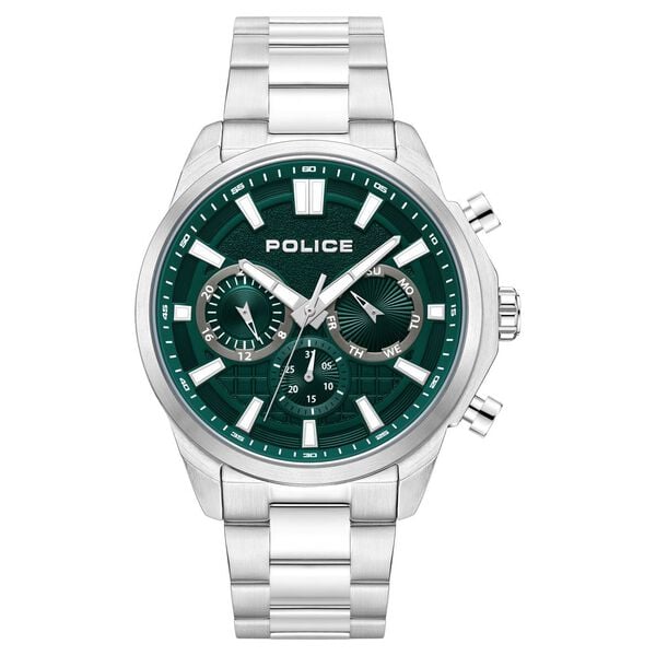 Police Quartz Multifunction Green dial Metal Strap Watch for Men