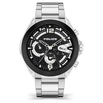 Police Quartz Multifunction Black Dial Stainless Steel Strap Watch for Men