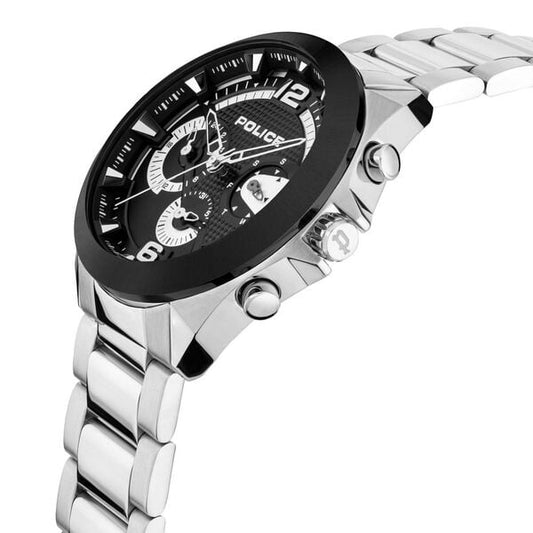 Police Quartz Multifunction Black Dial Stainless Steel Strap Watch for Men