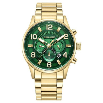 Police Green Dial Golden Stainless Steel Strap Watch NEPLPEWJK2203104