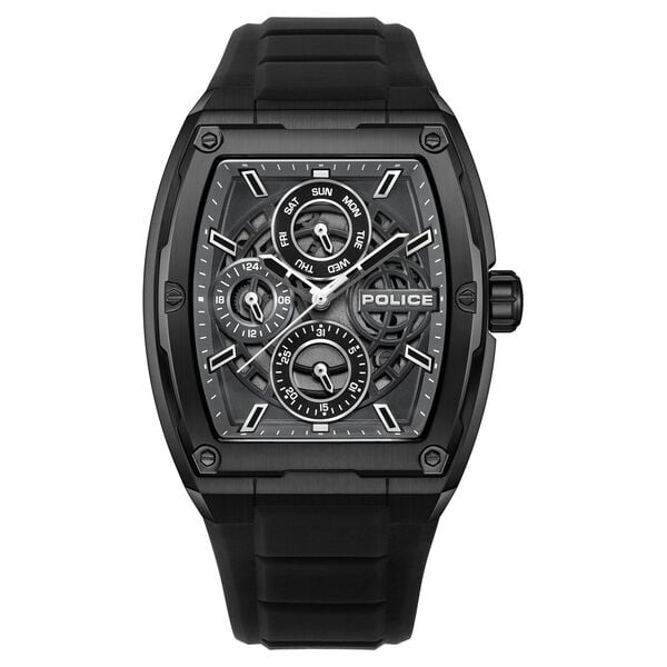 Police Quartz Multifunction Grey Dial Black Silicone Strap Watch for Men
