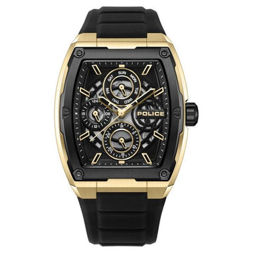 Police Quartz Multifunction Black Dial Black Silicone Strap Watch for Men