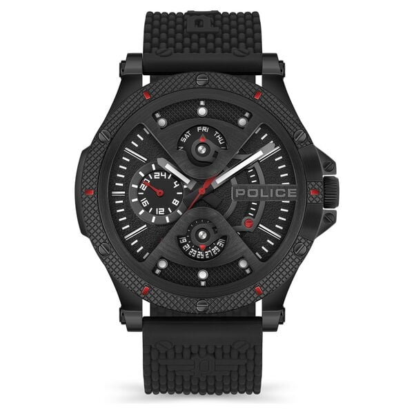 Police Quartz Multifunction Black Dial Silicone Strap Watch for Men
