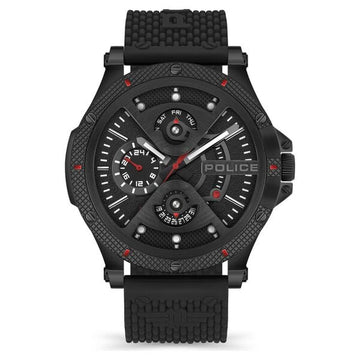 Police Quartz Multifunction Black Dial Silicone Strap Watch for Men