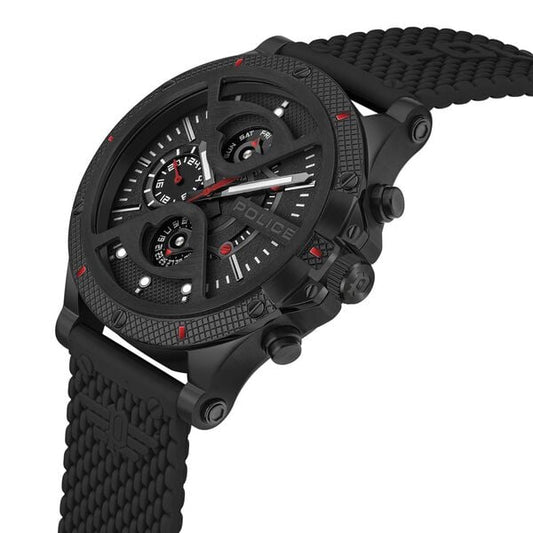 Police Quartz Multifunction Black Dial Silicone Strap Watch for Men