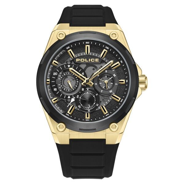 Police Quartz Multifunction Black Silicone Strap for Men