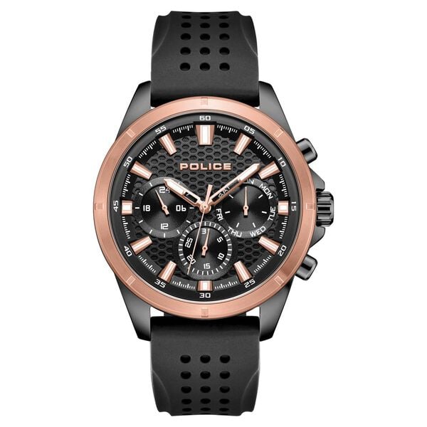 Police Quartz Multifunction Black Dial Black Colour Silicone Strap Watch For Men