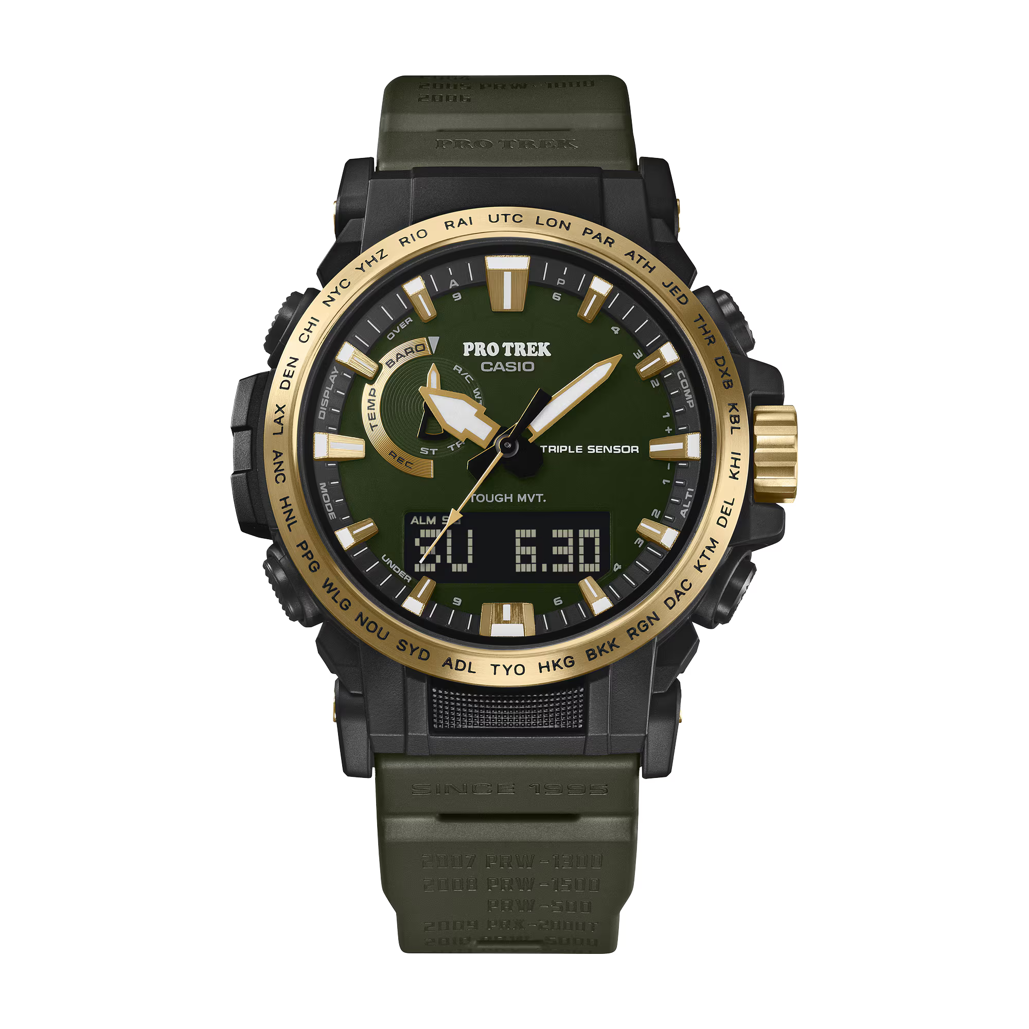 Casio Protrek Men Solar Green Dial Analog-Digital Resin Watch SL138