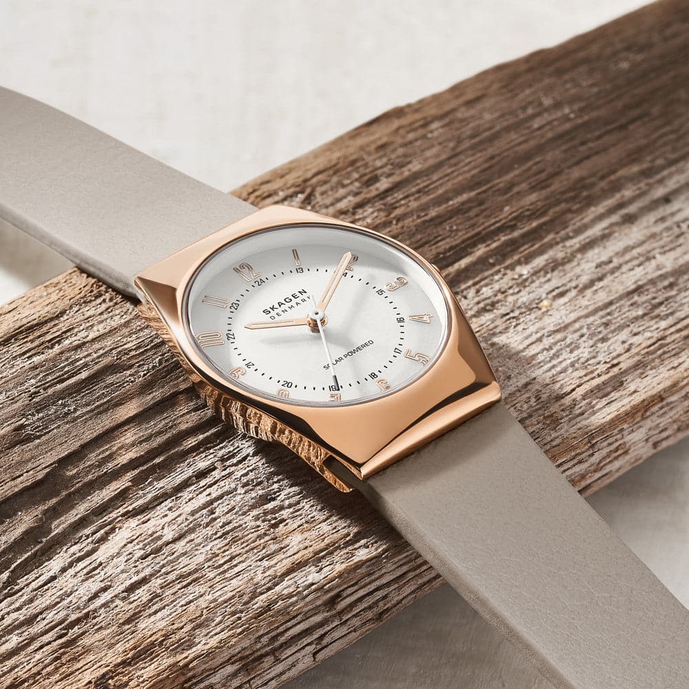 Grenen Lille Solar-Powered Greystone Leather Watch - Kamal Watch Company